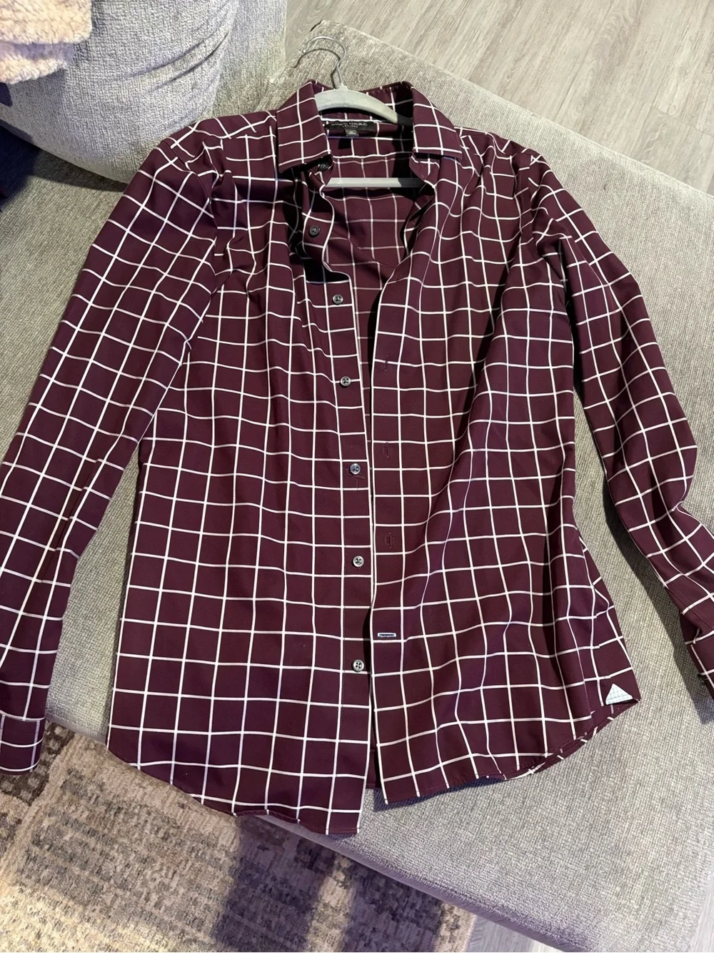 Banana Republic & Express Men's Blue and White Gingham Button-Down Shirt